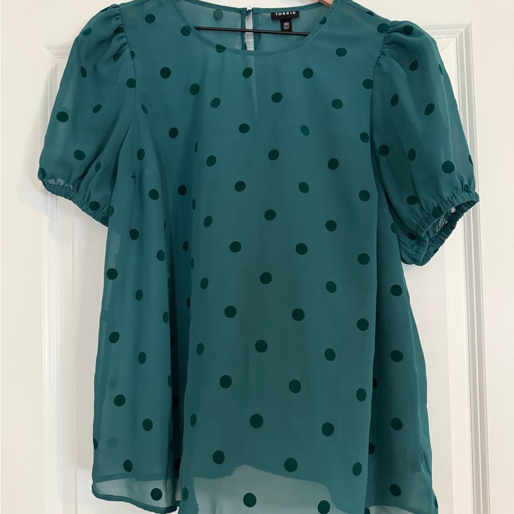 Torrid Teal Polka Dot Blouse